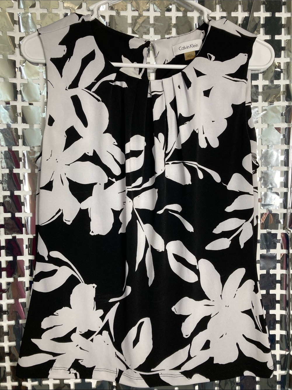Calvin Klein Black and White Floral Shell